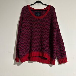 Firth Wool Cashmere Red Loose Knit Oversized Sweater M/L